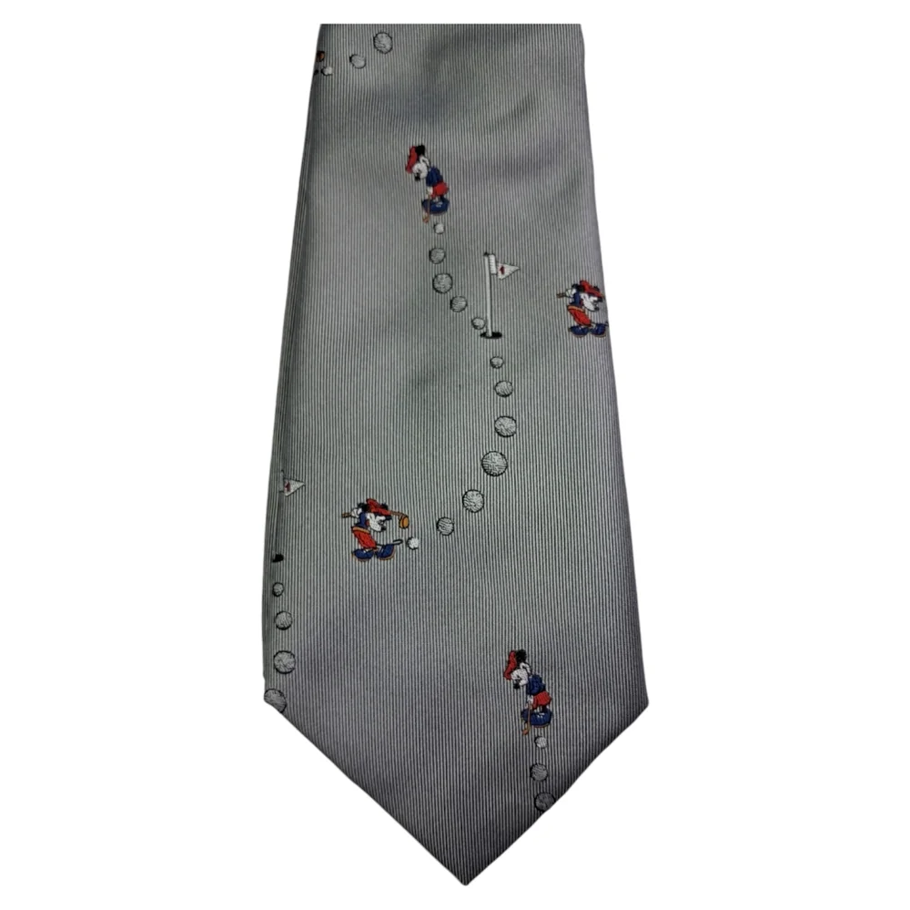 Balancine Tie The Tie Works Disney‎ Mickey Mouse Golf Gray Made in USA 70s VTG